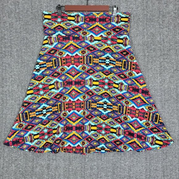 LuLaRoe Skirt Womens 2XL Multi-Color Aztec Geometric Print Below Knee Pull On - Picture 5 of 9